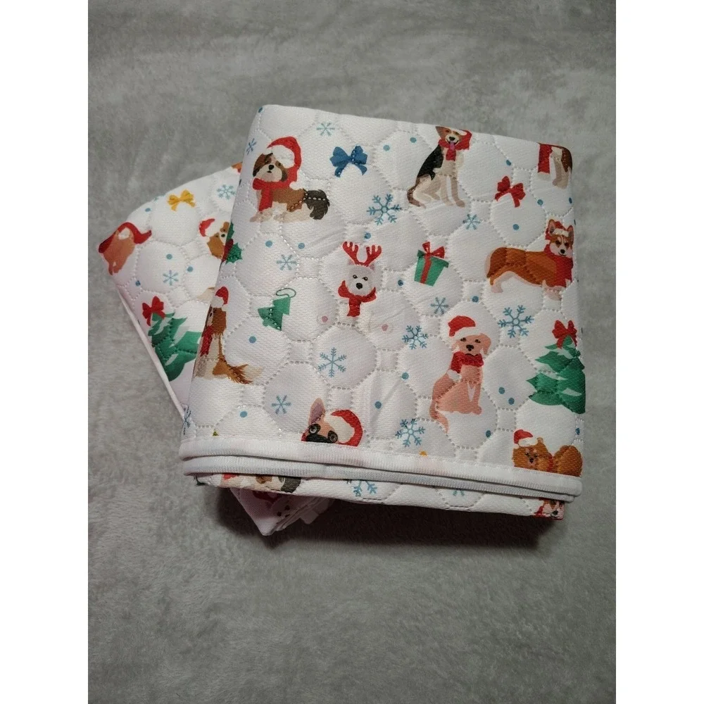 BAMY 2 Pcs Washable Dog Pee Pads Christmas Pet Training Pads Non-Slip Waterproof